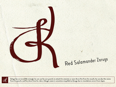 Red Salamander Zaruga calligraphy hand lettering logo red salamander type