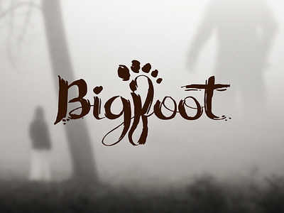 Bigfoot lives behind the house bigfoot foot ink stamp lettering logo sasquatch signature type typography