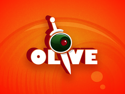 The Olive accident food garnish illustrator logo martini olive orange sword vector