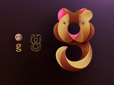 G is for Gerbil gerbil hamster icon letter pink typography vector