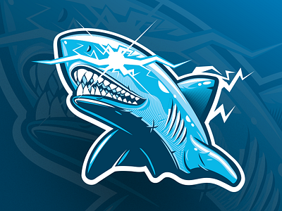 Storm Shark illustrator lightning logo mascot shark storm vector