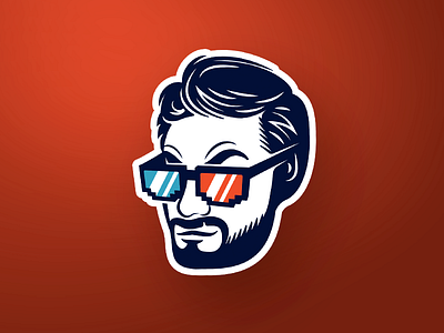 Illustrated Profile Graphic 3d glasses icon illustration logo portrait profile vector