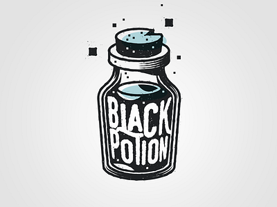 Black Potion bottle game icon illustration logo pixel potion vector