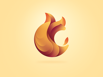 Campfire fire flames gradient illustration letter logo typography vector