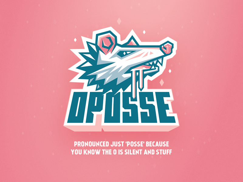 Oposse pink illustration posse opossum character esports logo mascot