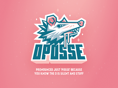 Oposse character esports illustration logo mascot opossum pink posse