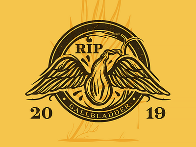 RIP Gallbladder angel badge cheese diet emblem illustration logo vector wings