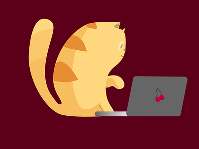 IT-Kitty cat cherry logo minimal notebook sweet vector web