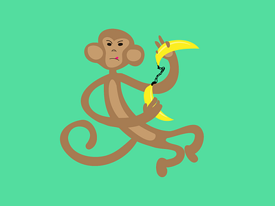 Angry monkey angry banan funny illustration jungle minimal monkey nunchucks vector