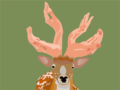 Handeer abstract art deer hand illustraion nature