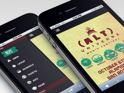 Alt Universe Music Festival: Mobile Site mobile slide nav