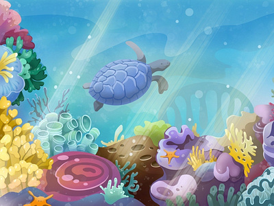 Underwater illustration procreate turtle underwater