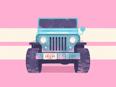 Paintball Willy Jeep car flat illustration jeep model retro texture vehicle wild