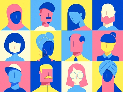 Diverse People characters colours diverse diversity ethnicity flat grid group people team world