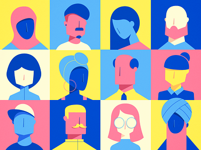 Diverse People characters colours diverse diversity ethnicity flat grid group people team world