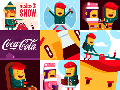 Coca-Cola GIF Language boy cartoon christmas cocacola comic flat funnel funny gif girl snow vector xmas