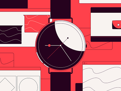Hybrid Smartwatch abstract clock design digital flat illustration page site smart time ui watch website