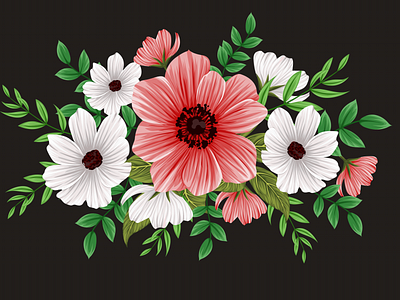 elegant flower bouquet vector with hand drawing background blossom bouquet floral flower flower bouquet full color hand drawn handmade illustrator leaf leaves pattern reed spring summer vector white
