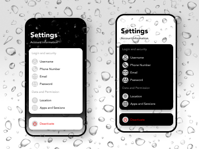 Settings page