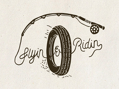 Flyin and Ridin design fly fishing graphic design handmade illustration motorcycles type typography