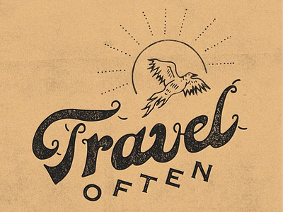 Travel Often bird handmade illustration travel type