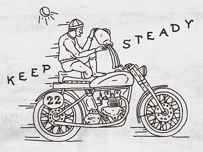 K E E P S T E A D Y handmade handtype illustration motorcycle sun type typography