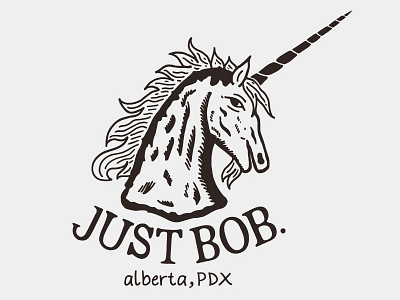 J U S T B O B . branding cafe design handmade illustration logo portland type typography unicorn