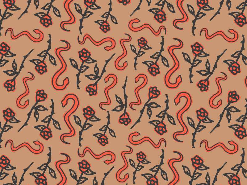 Snakes And Roses Pattern By Michael Adams On Dribbble