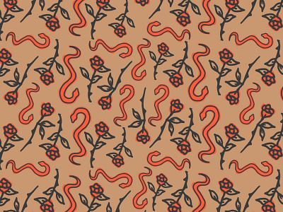 Snakes and Roses Pattern by Michael Adams on Dribbble