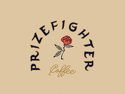 Prizefighter coffee design handmade illustration outline rose type