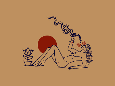 Woman & Serpent art design handmade illustration serpent snake sun woman