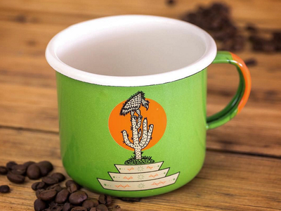 Vulture and Cactus Camp Mug cactus camping design graphic design handmade illustration mug texas vulture