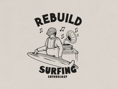 Surfing Design branding design handdrawn illustration surfing vintage badge vintage design