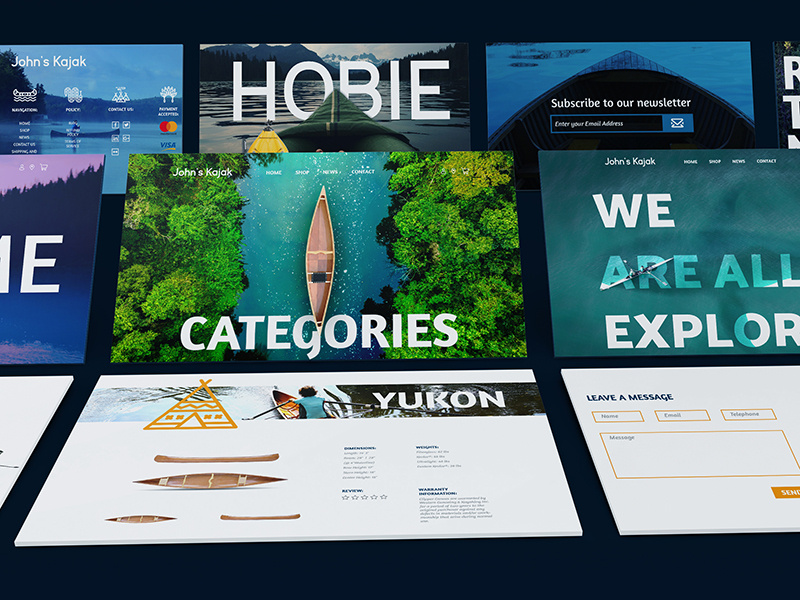 UI/UX Perspective Presentation - John's Kayak template typography web design responsive promo presentation perspective design graphic download art digital brand porftolio behance nopeidea galasso daniele ux ui
