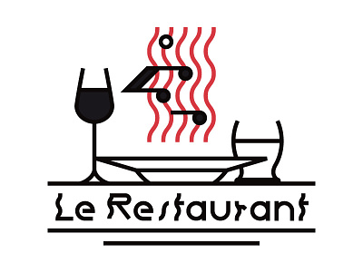 Le Restaurant icon illustration logo typography