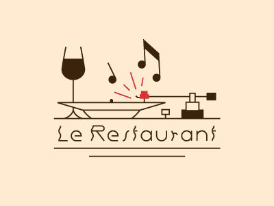 Le Restaurant icon illustration logo typography