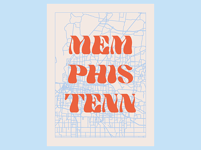 Memphis poster design graphic design grid illustration map memphis tennessee