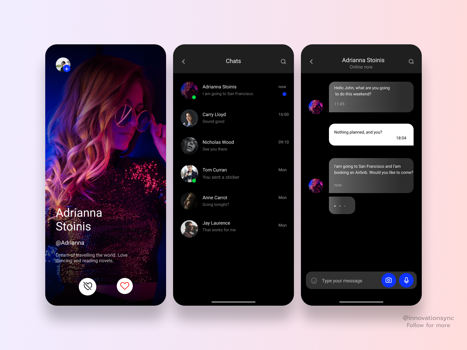 Mobile chat Ui design by InnovationSync on Dribbble