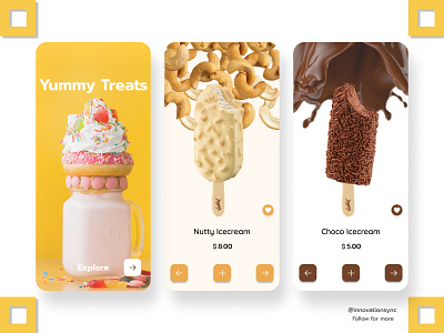 Icecream App Ui animation appdesign branding dailyui digitaldesign flatdesign foodapp graphicdesign illustration innovationsync interface landingpage logo minimal mobileui productdesign uitrends userexperience vector webdesign