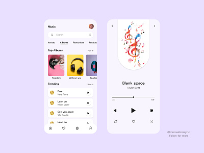 Music App Ui Design animation appdesign art branding digitaldesign flatdesign graphicdesign illustration innovationsync landingpage logo minimal mobileui musicapp productdesign typography uidesign userexperience vector webdesign