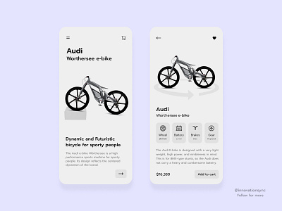 Audi e-bike Ui Design animation appdesign art bicycle app dailyui digitaldesign flatdesign graphicdesign illustration innovationsync landingpage logo minimal mobiledesign mobileui productdesign typography userexperience vector webdesign