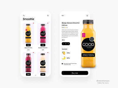 E-commerce Smoothie Ordering App 3d animation app art branding design digitaldesign flatdesign freelance graphic design graphicdesign illustration innovationsync interface logo mobile productdesign ui userexperience webdesign