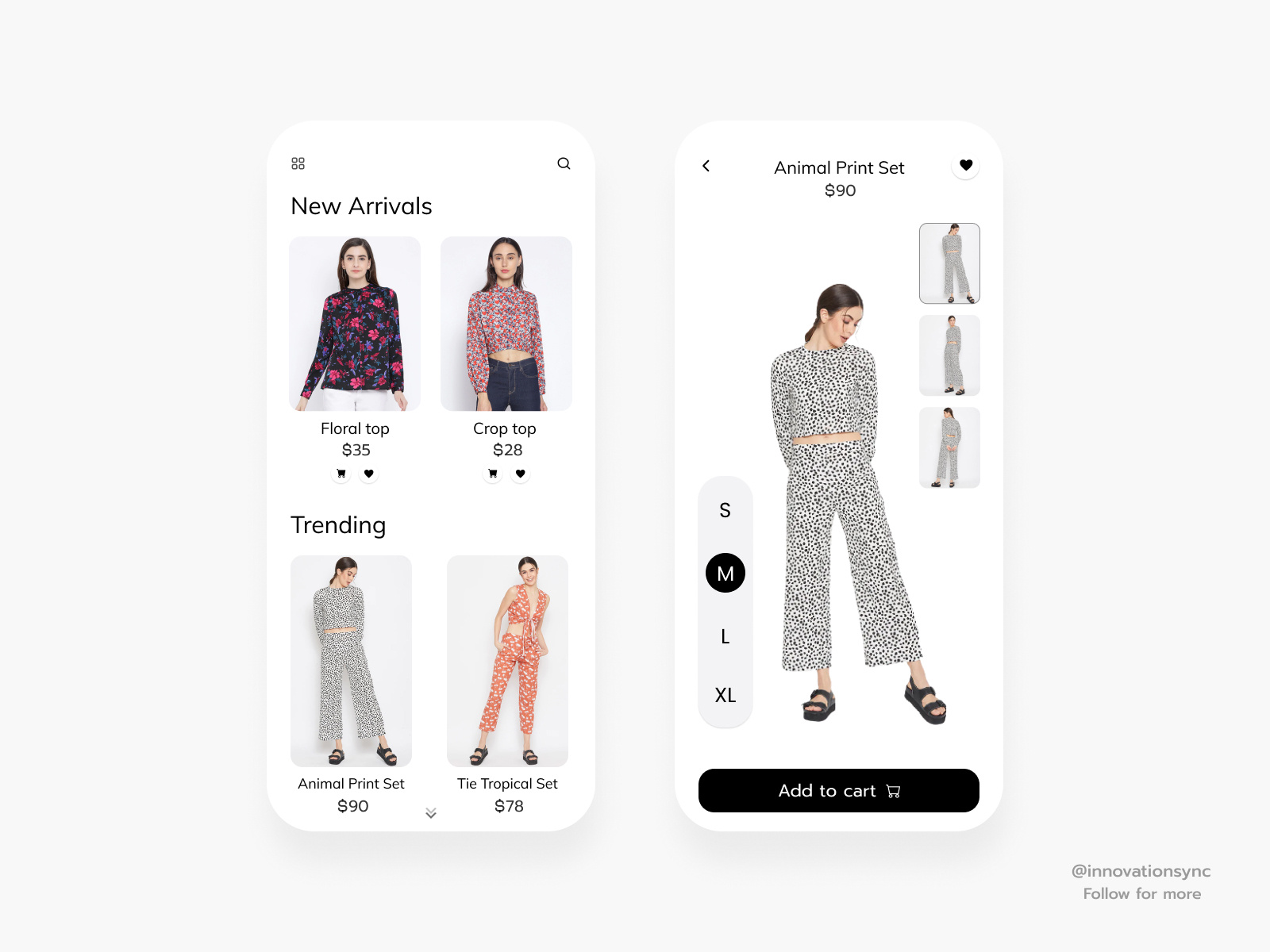 Women's Clothing Mobile App by InnovationSync on Dribbble