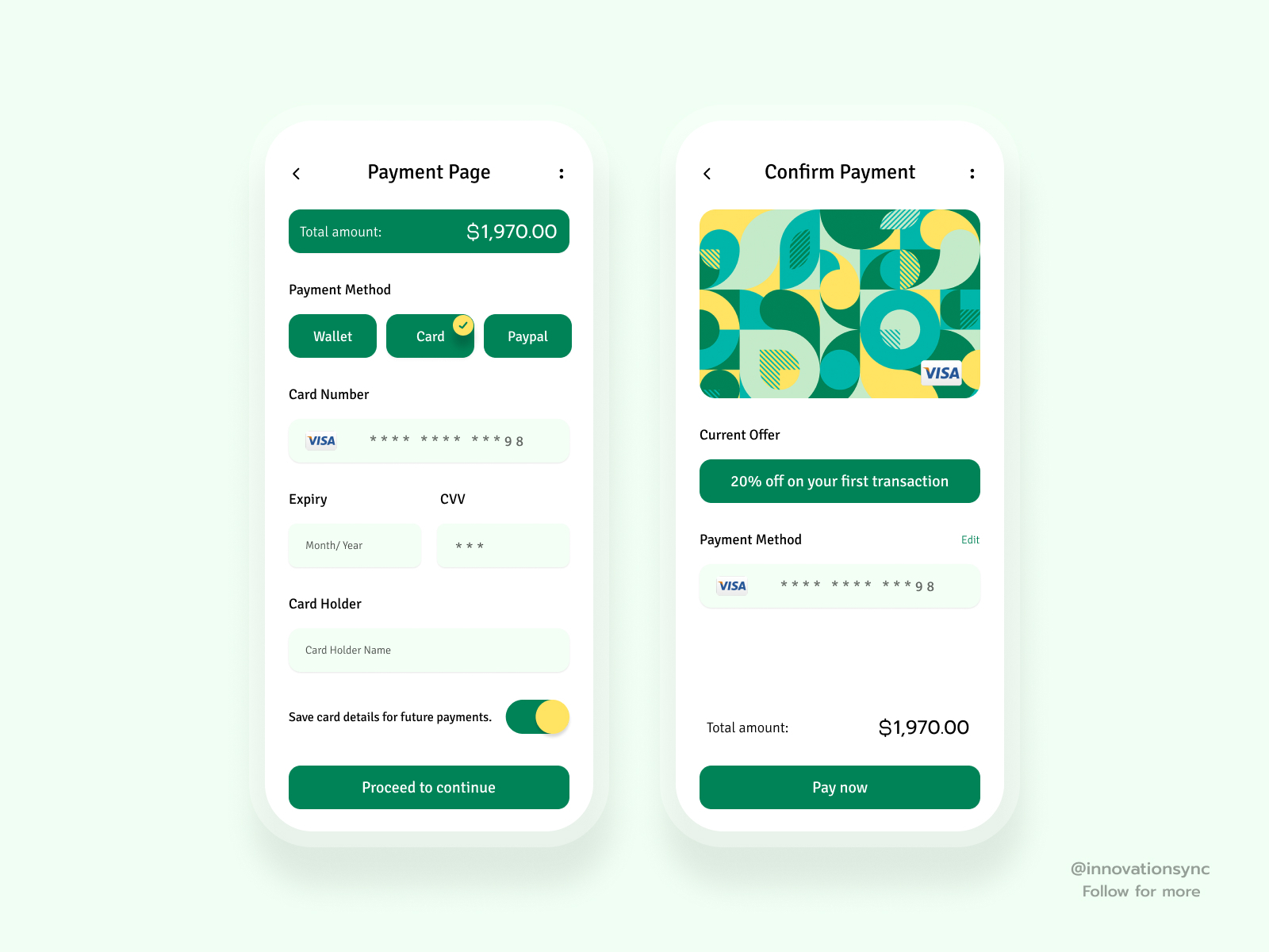 Payment/Checkout UI Design by InnovationSync on Dribbble