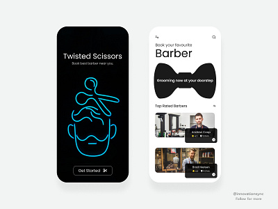 Barber Mobile App Design Concept 3d animation app art branding design digitaldesign flatdesign graphic design illustration innovationsync logo mobile motion graphics print product design typography ui ux webdesign