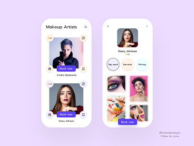 Online Makeup Artist Booking App 3d animation app art artist branding design digitaldesign flatdesign graphic design illustration innovationsync landing page logo mobile motion graphics product design typography ui webdesign