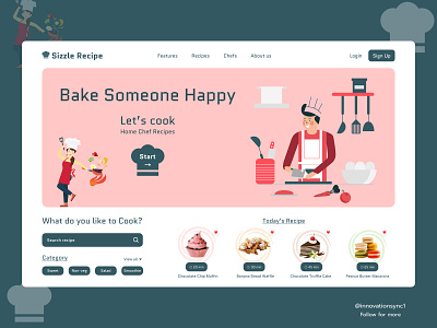 Food Recipe Website App Design 3d animation art branding design digitaldesign flatdesign food app graphic design illustration innovationsync landing page logo mobile app motion graphics product design typography ui webdesign website app