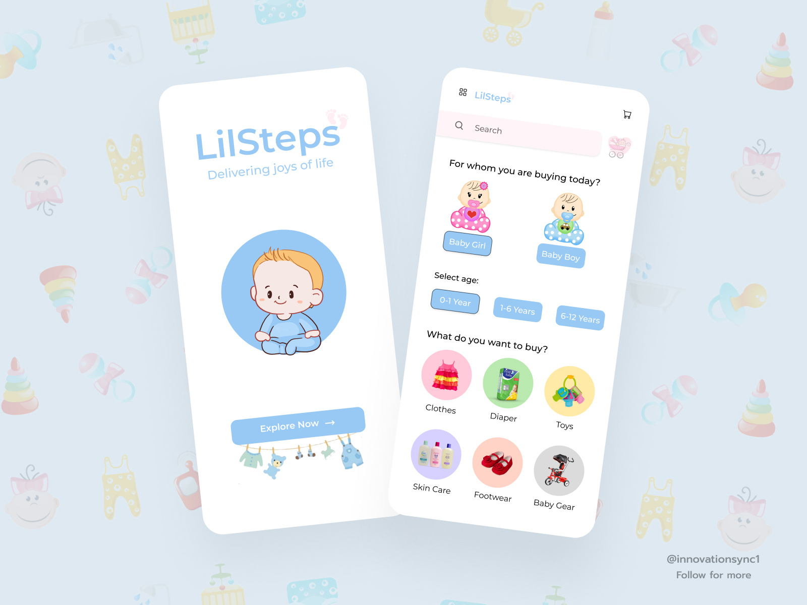 Baby Products App Design by InnovationSync on Dribbble