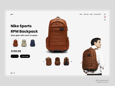 Nike Bag Website Design 3d abstract art animation art branding design digitaldesign flatdesign graphic design illustration innovationsync landing page logo mobile motion graphics product design typography ui vector webdesign