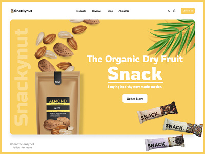 Organic Snack Landing Page Design 3d abstract art animation branding design digitaldesign flatdesign graphic design illustration innovationsync landing page logo minimal design mobile motion graphics product design typography ui vector webdesign